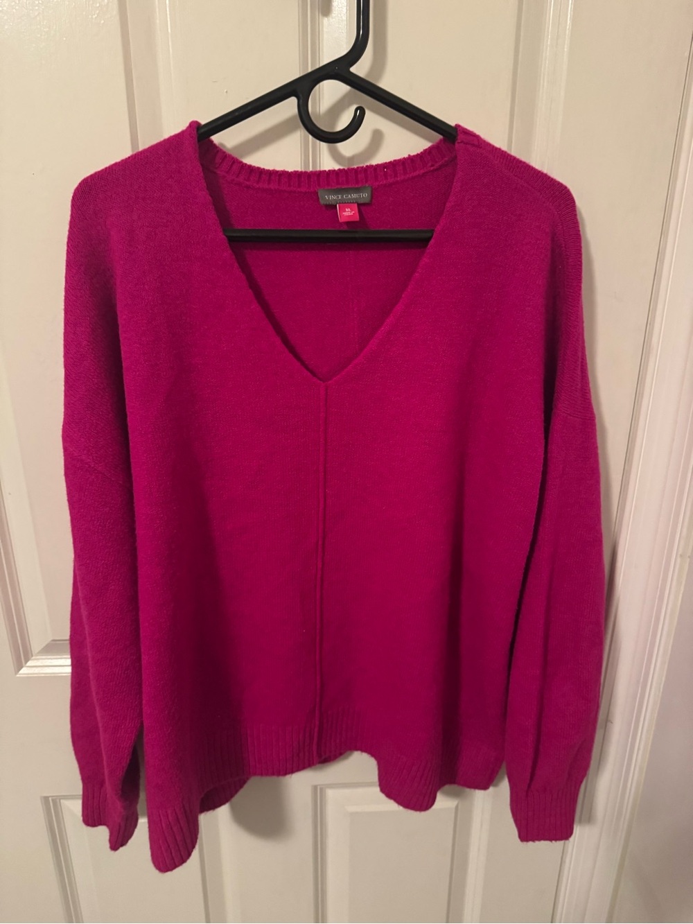 Vince Camuto Women's V-Neck Sweater in Bright Fuchsia